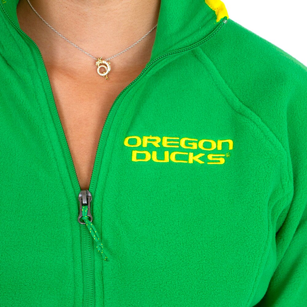Oregon Ducks, Columbia, Green, Coat/Jacket, Polyester, Women, Give and Go III, Full Zip, Fleece, 796619
